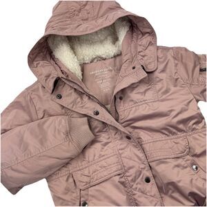 American Eagle Outfitters AE-177 Jacket Pink Size Medium Hooded Sherpa Lined